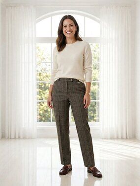 Tanjay Plaid Trousers High Rise Dark Academia Office Siren Slacks Size 16P